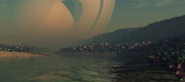 Иллюстрация: Вид на Сатурн с Титана